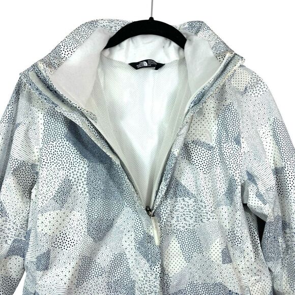 The North Face Jacket Women's S/P Blue White Print Windbreaker Hooded Shell - Picture 3 of 15